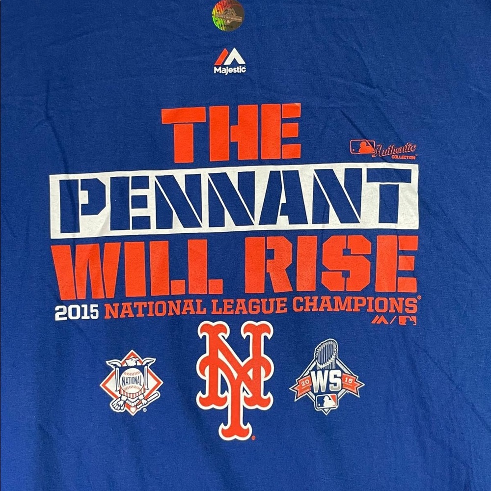 New York Mets Blue 2015 NL Champs Long Sleeve Men’s T-Shirt Majestic 3XLT New